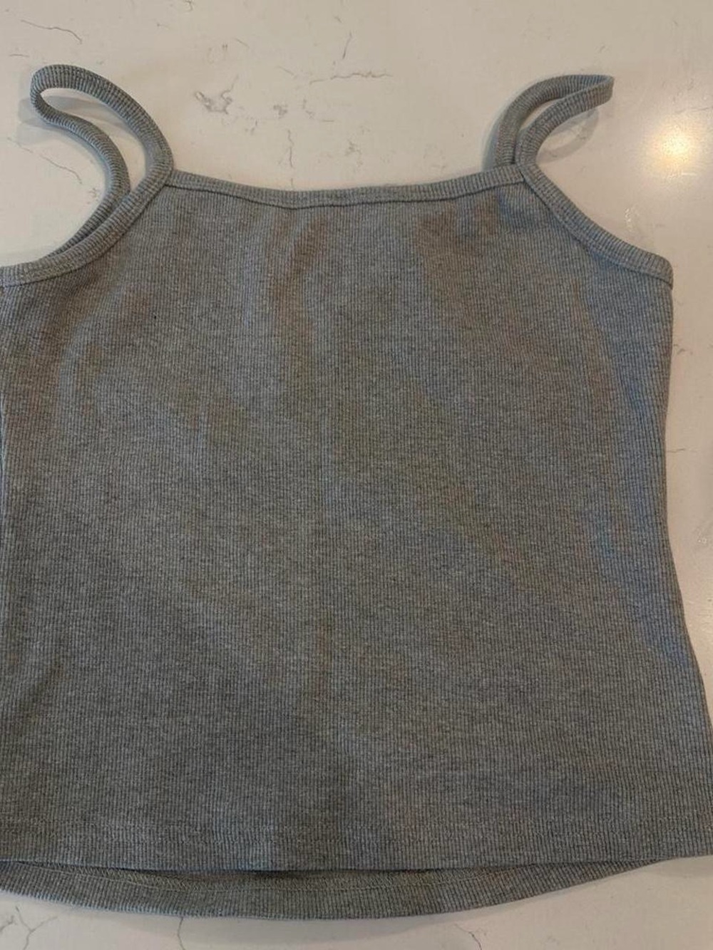 Heather Gray Ribbed Tank Top - Small - Picture 2 of 3
